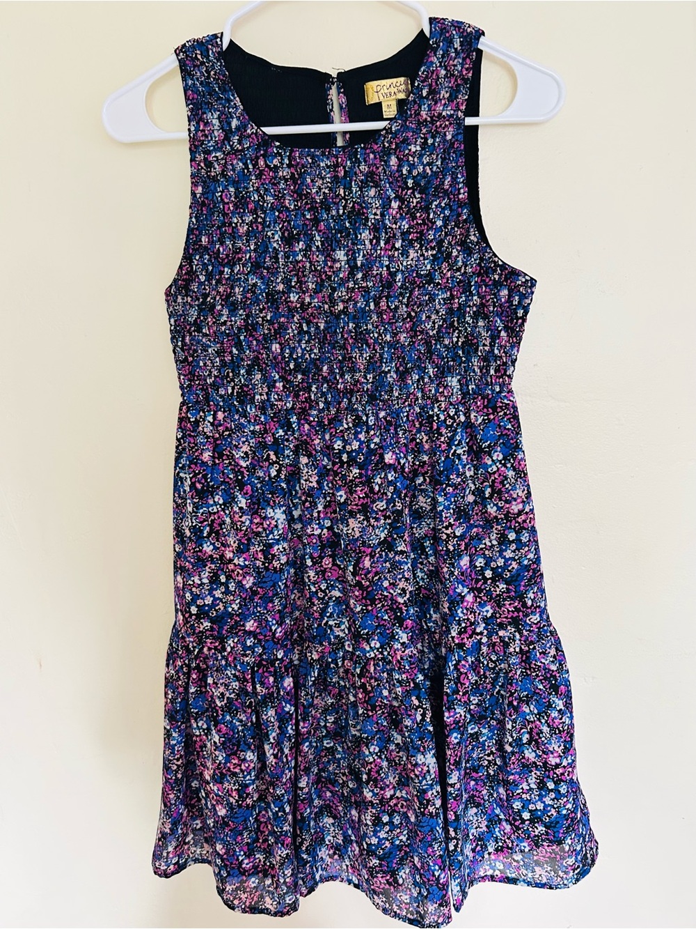 princess vera wang Floral Smocked Top - Blue, Pink & Black